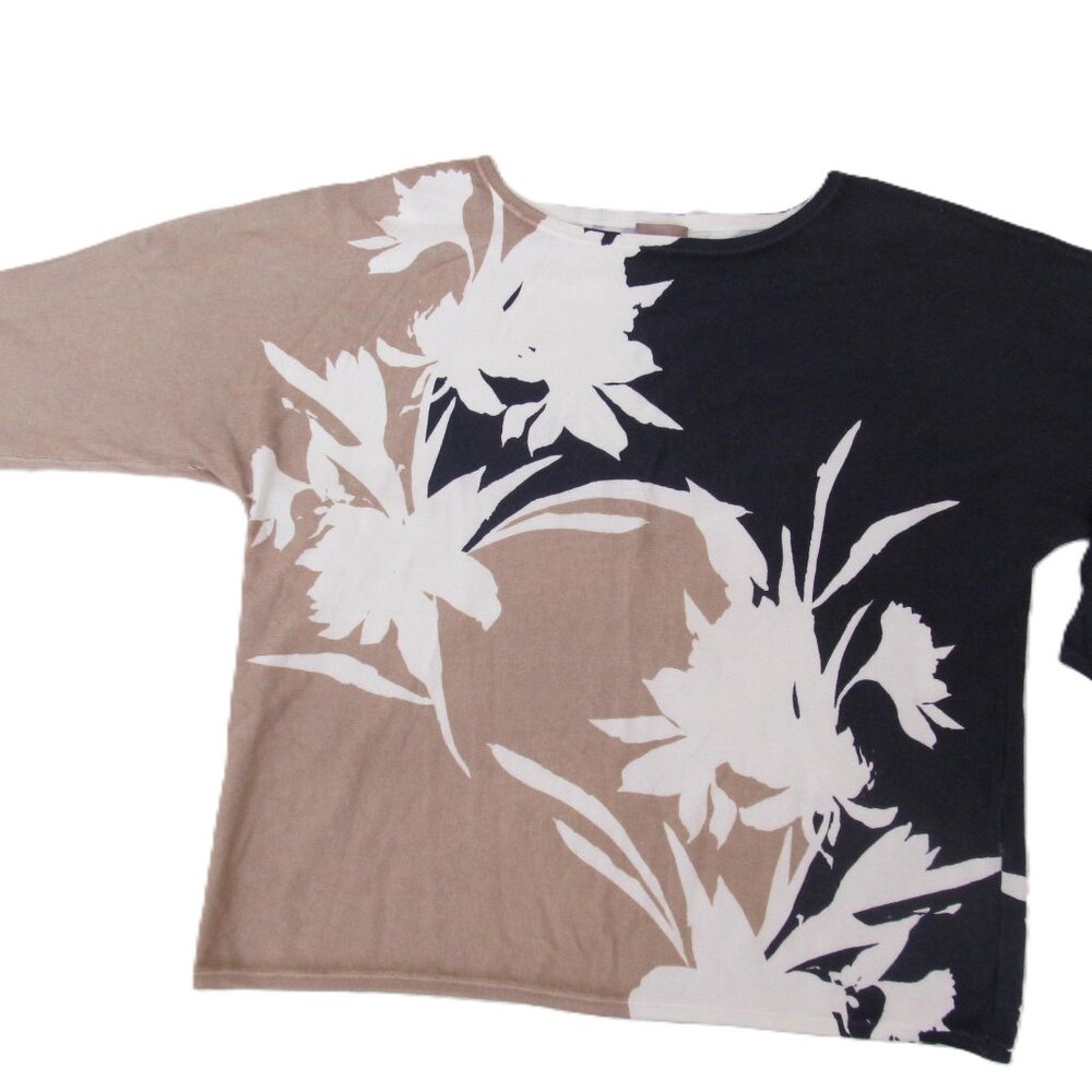 New Chico's Women's Floral Crewneck Pullover 3/4 sleeves size US M (8)